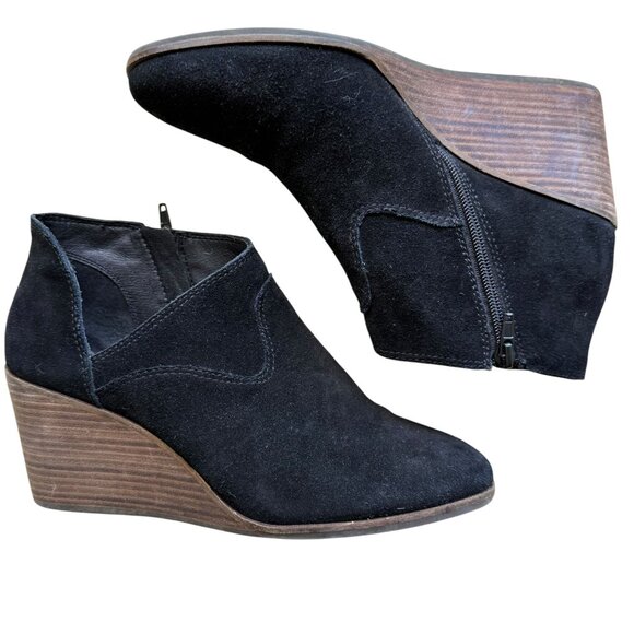 Lucky Brand Zollie Almond Toe Pull On Leather Booties Black Size 10M, Leather - Picture 2 of 9